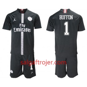 Paris Saint Germain Fodboldtrøjer Buffon 1 Jodan Sort Børn 3. sæt 2018/19 Kort ærmer
